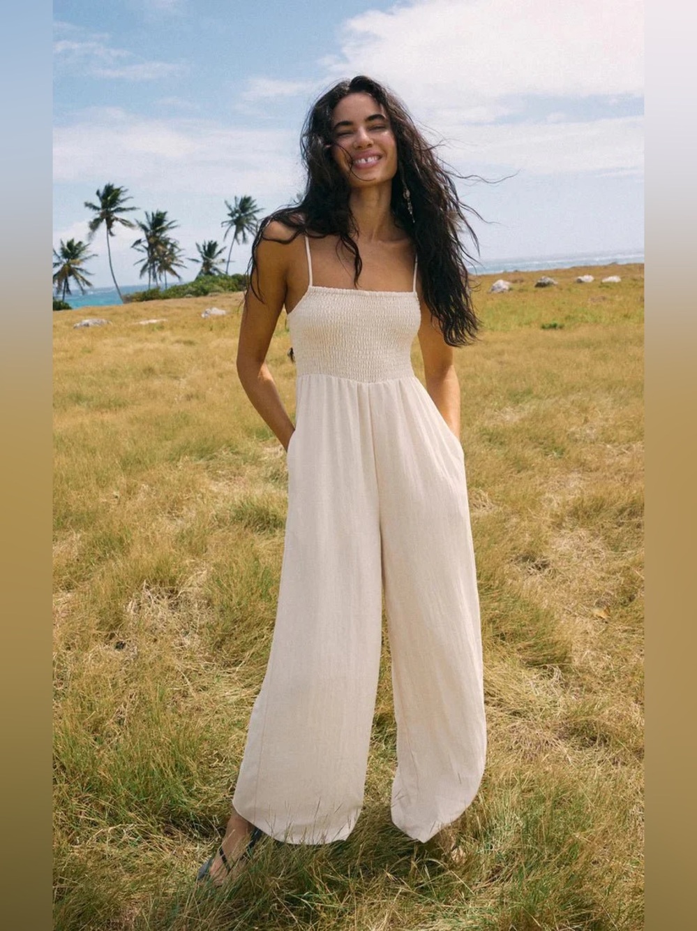 Linen blend jumpsuit